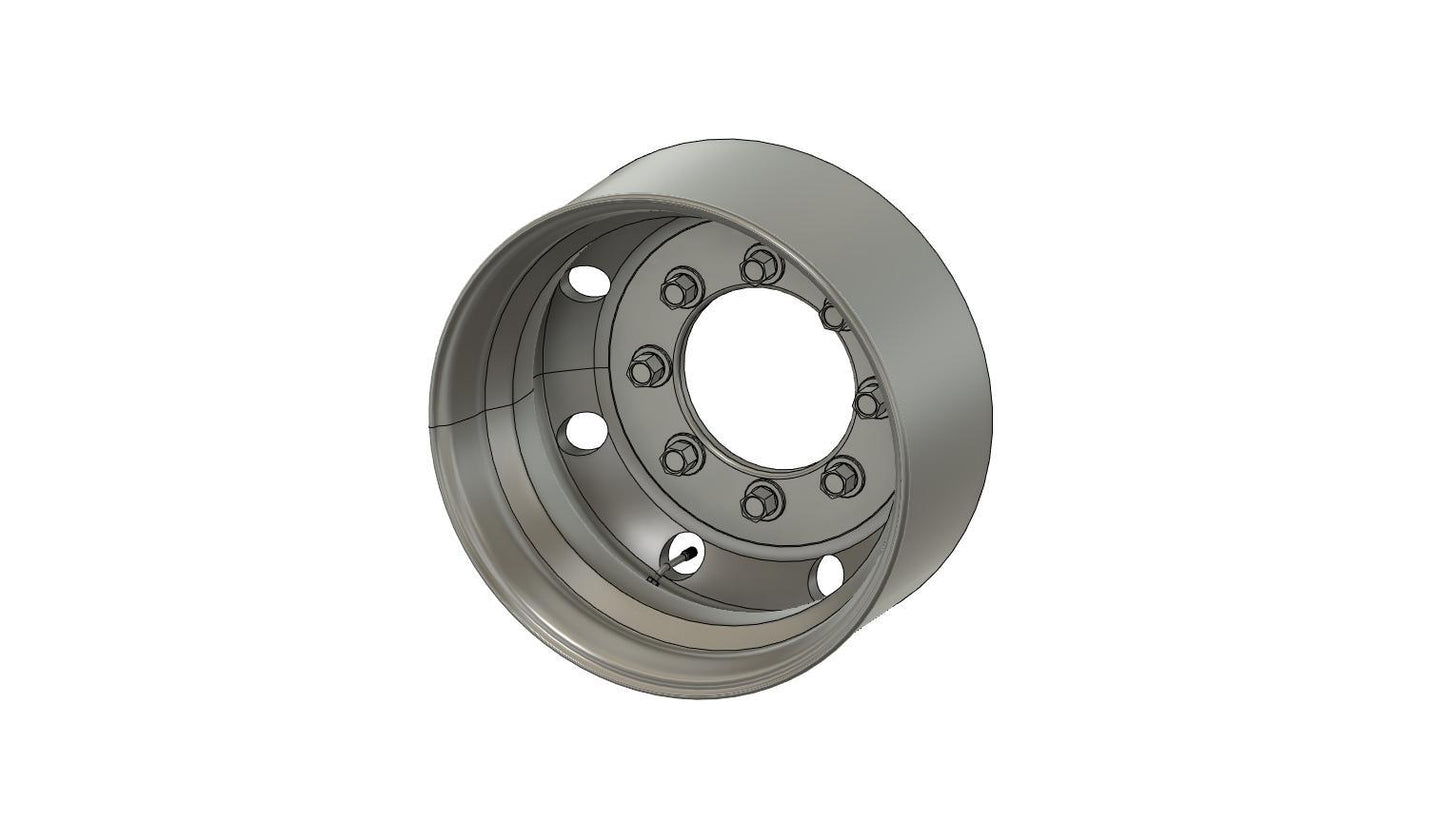 1:24 19.5" Wheel rim Tyre and disc brake Hub 1 x axle set 3D Print File Download