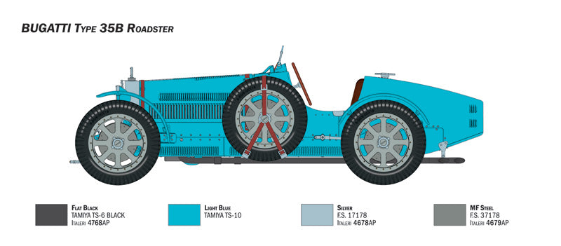 Italeri 1:12 Bugatti Type 35B Roadster Plastic Model Kit Italeri