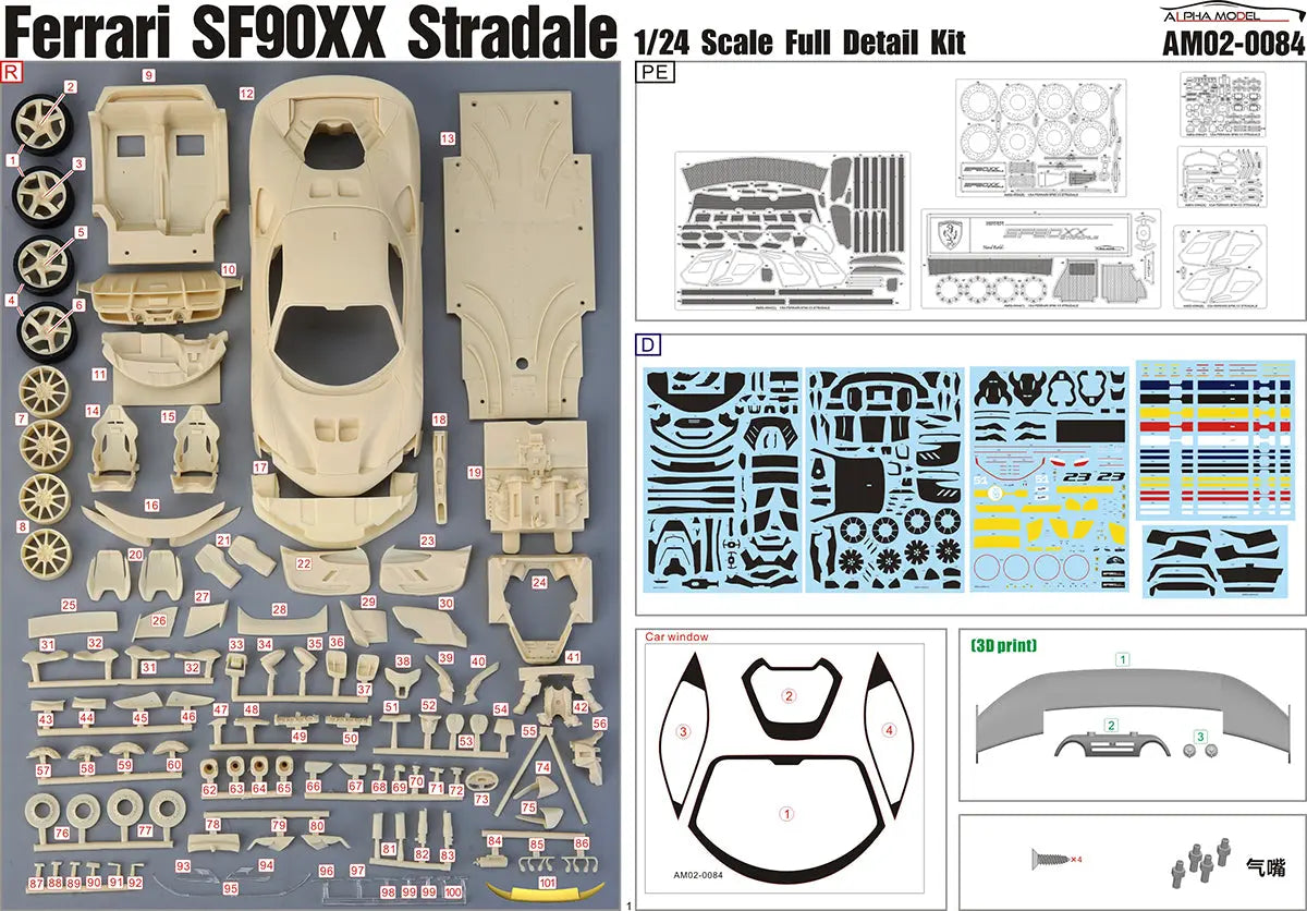 Alpha Models 1:24 Ferrari SF90XX Stradale - Full Resin Model Kit Alpha Models