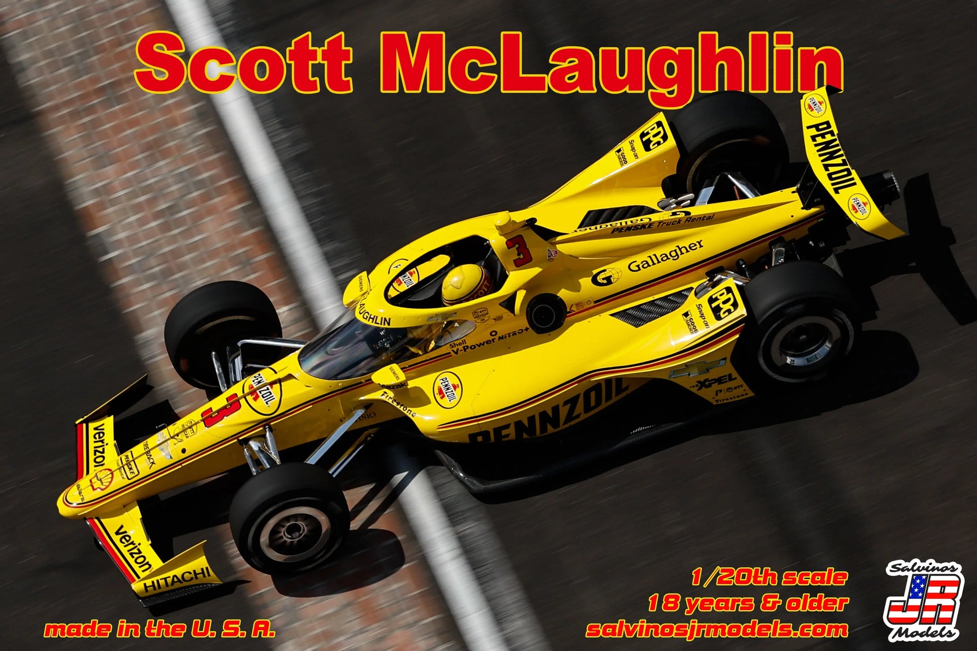 Salvinos J R 1/20 Team Penske Scott McLaughlin 2023 Indy 500 car Plastic Model Kit Salvinos J R Models