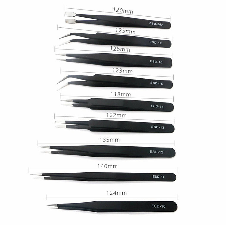 IckySticky 9 Piece Precision Tweezer Set with Bag IckySticky