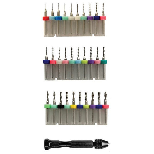IckySticky Tungsten Micro Drill Bits Set with Handle 31 Pieces