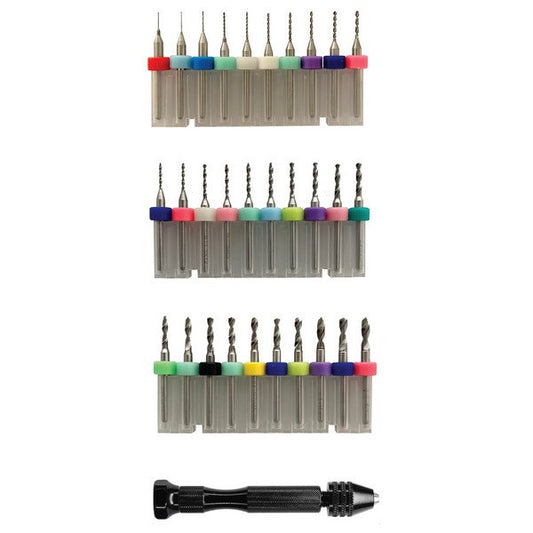 IckySticky Tungsten Micro Drill Bits Set with Handle 31 Pieces