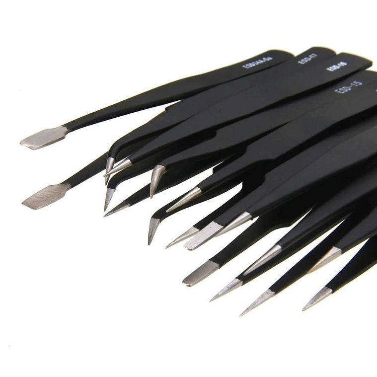 IckySticky 9 Piece Precision Tweezer Set with Bag IckySticky