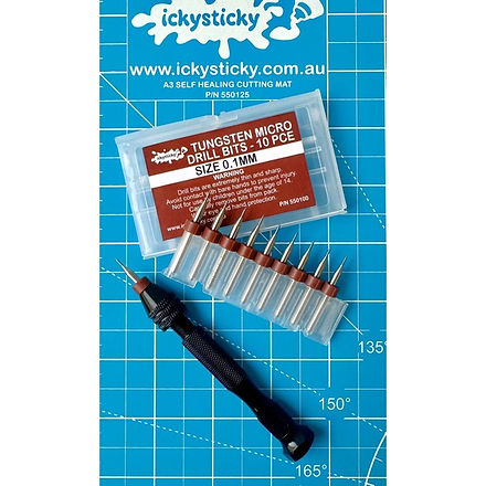 Ickysticky 10 Pce Tungsten Micro Drill Bits 0.1mm