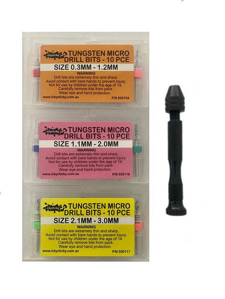 IckySticky Tungsten Micro Drill Bits Set with Handle 31 Pieces