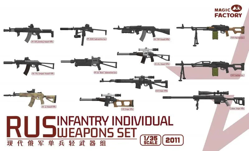 Magic Factory 1/35 Russian Infantry Individual Weapons Set Plastic Model Kit Magic Factory