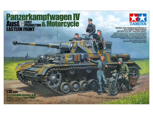 Tamiya 1/35 GERMAN TANK PANZERKAMPFWAGEN IV Ausf.G EARLY PRODUCTION & MOTORCYCLE SET "EASTERN FRONT"