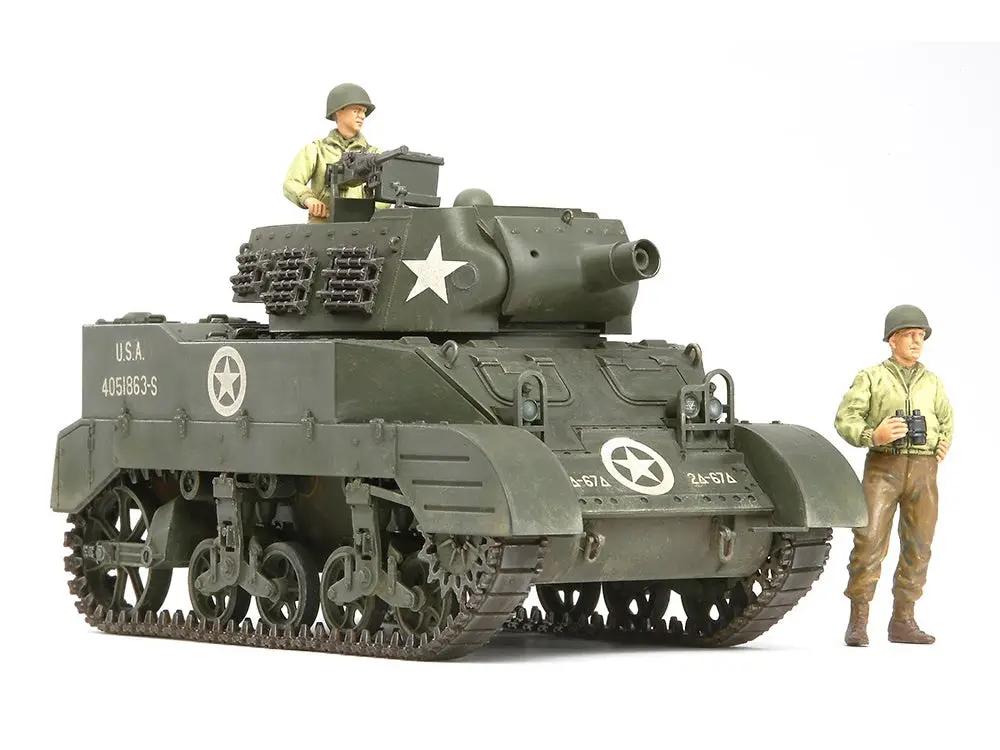 Tamiya 1:35 U.S. HOWITZER MOTOR CARRIAGE M8 "AWAITING ORDERS" SET (w/3 FIGURES) Plastic Model Kit