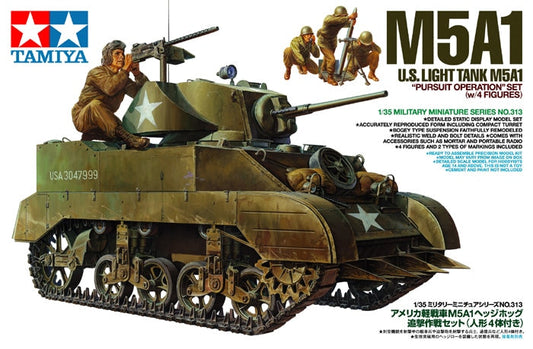 Tamiya 1:35 US Light Tank M5A1 Pursuit Operation w/4 Figures Plastic Model Kit Tamiya