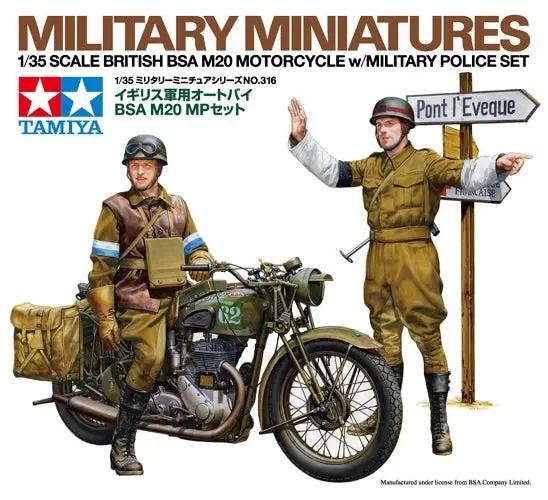 Tamiya 1:35 BRITISH BSA M20 MOTORCYCLE w/MILITARY POLICE SET Plastic Model Kit