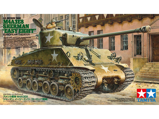 Tamiya 1:35 U.S. Medium Tank M4A3E8 Sherman "Easy Eight" European Theatre Plastic Model Kit Tamiya