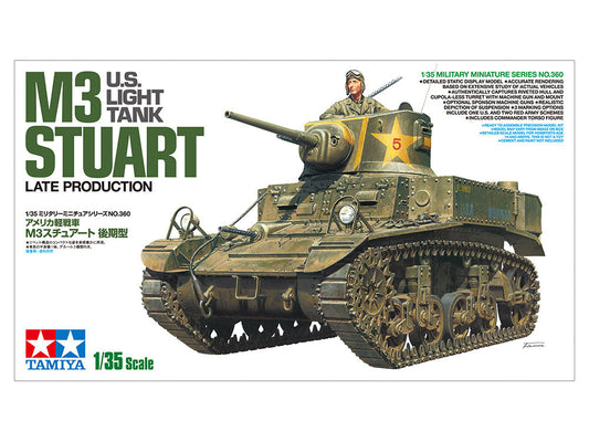 Tamiya 1:35 U.S. Light Tank M3 Stuart Late Production Plastic Model Kit Tamiya