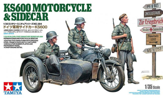 Tamiya 1:35 German KS600 Motorcycle with Sidecar Plastic Model Kit Tamiya