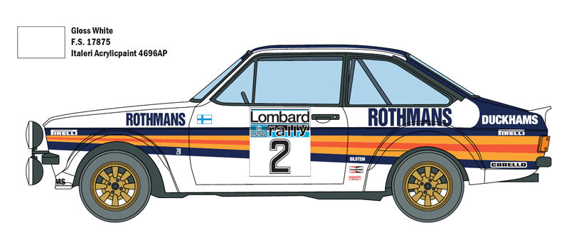 Italeri 1:24 Ford Escort RS 1800 Mk.II Lombard RAC Rally Plastic Model Kit Italeri