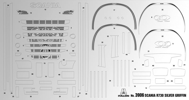 Italeri 1/24 SCANIA R730 V8 STREAMLINE ''SILVER GRIFFIN'' Plastic Model Kit Italeri