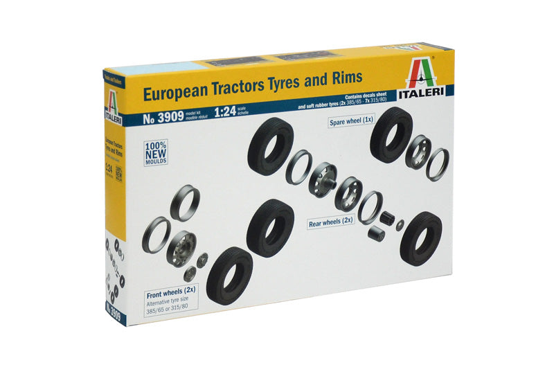 Italeri 1/24 EUROPEAN TRACTORS TYRES and RIMS Plastic Model Kit Italeri