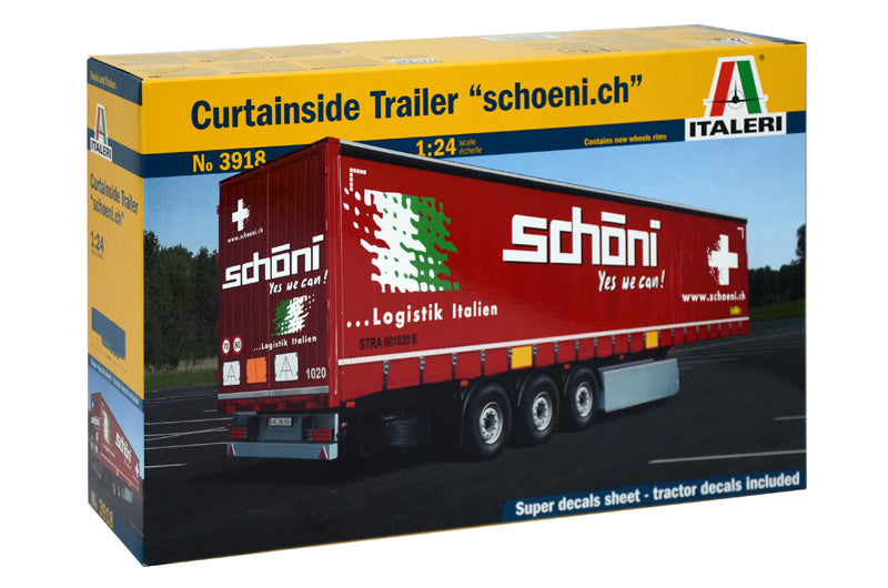 Italeri 1/24 CURTAINSIDE TRAILER "Schoeni.ch" Plastic Model Kit Italeri