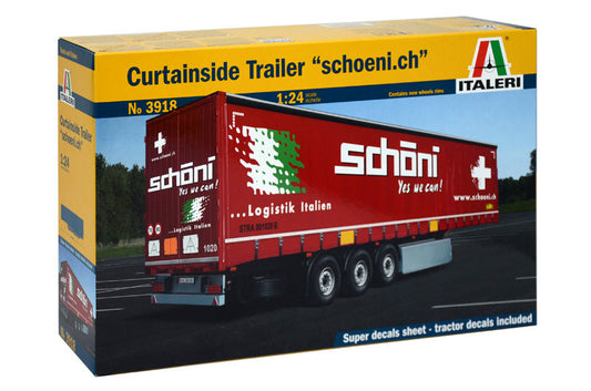 Italeri 1/24 CURTAINSIDE TRAILER "Schoeni.ch" Plastic Model Kit Italeri