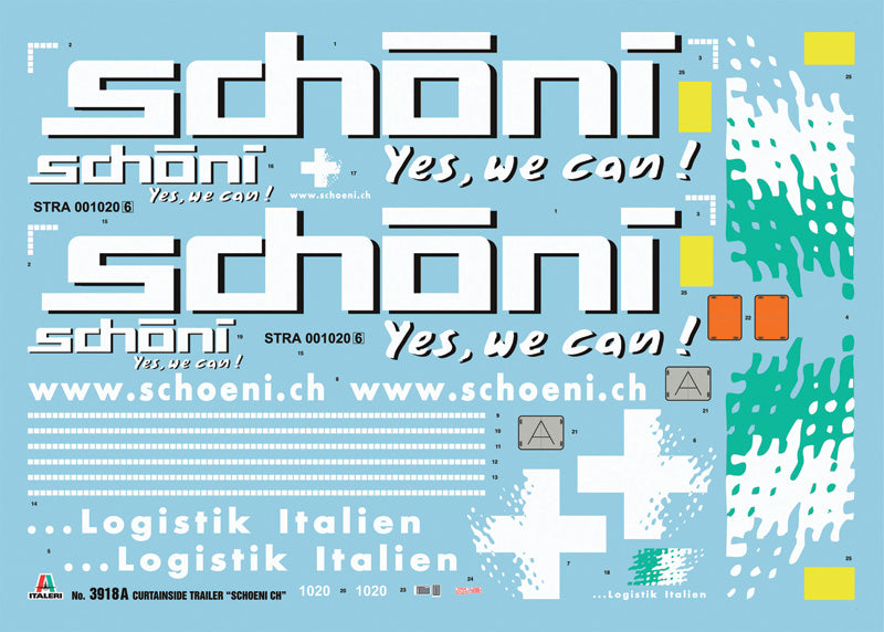 Italeri 1/24 CURTAINSIDE TRAILER "Schoeni.ch" Plastic Model Kit Italeri