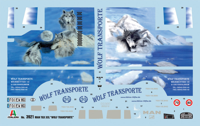 Italeri 1/24 MAN TGX XXL "WOLF TRANSPORTE" Plastic Model Kit Italeri