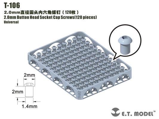E.T. Model 2.0mm Button Head Socket Cap Screws（120 pieces） E.T. Model