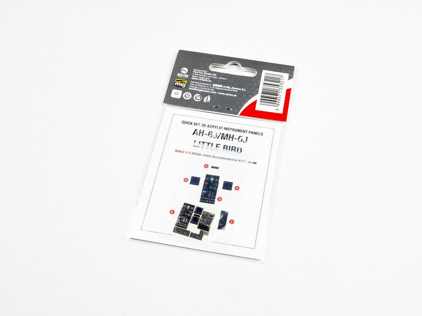 Red Fox Studio 1:35 AH-6J/MH-6J Little Bird Quick Set 3d Instrument Panel (for Kittyhawk) Red Fox Studio