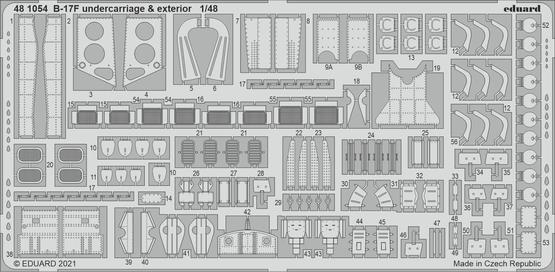 Eduard 1/48 B-17F undercarriage & exterior Photo etched parts Eduard