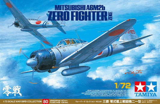Tamiya 1:72 Mitsubishi A6M2b ZEKE Zero Fighter Plastic Model Kit Tamiya