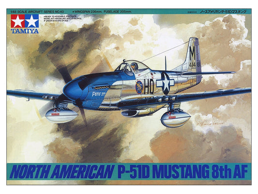 Tamiya 1/48 North American P 51D Mustang 8th AF Plastic Model Kit Tamiya