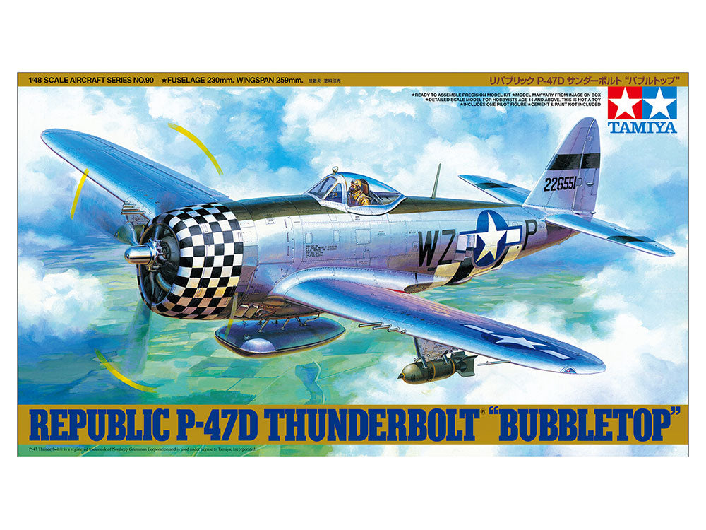Tamiya 1:48 REPUBLIC P-47D THUNDERBOLT "BUBBLETOP" Plastic Model kit