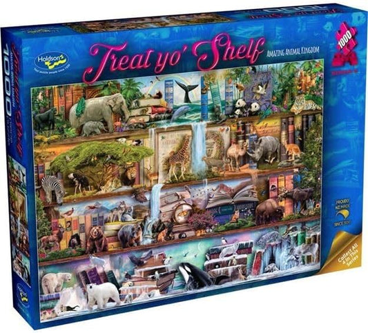 Holdson 1000 Piece Jigsaw Puzzle Treat Yo' Shelf Amazing Animal Kingdom Holdson