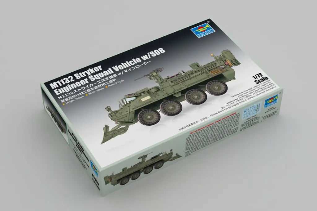 Trumpeter 1/72 M1132 Stryker Engineer Squad Vehicle w/SOB Plastic Model Kit - Franklin Hobbies Ltd
