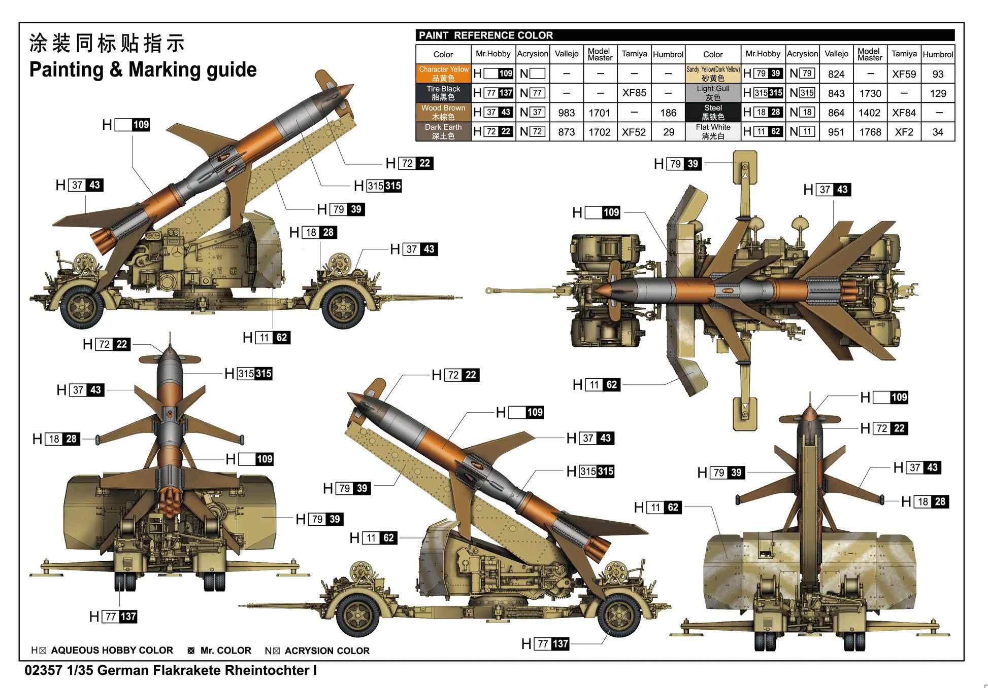 Trumpeter 1/35 German Flakrakete Rheintochter I  Plastic Model Kit Trumpeter