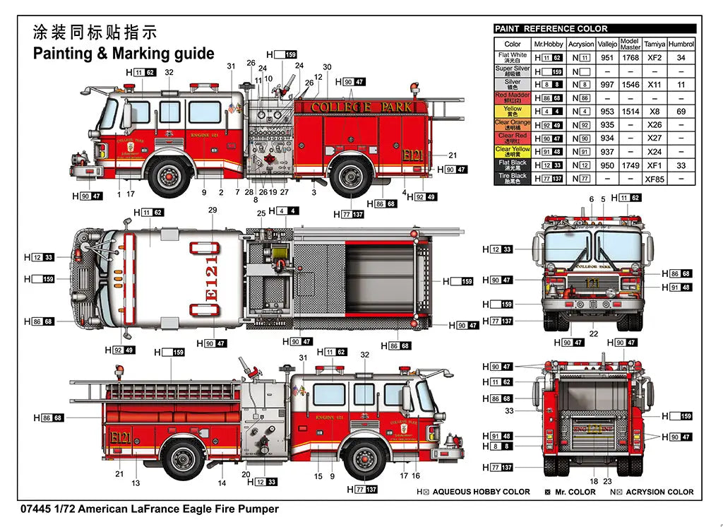Trumpeter 1/72 American LaFrance Eagle Fire Pumper Plastic Model Kit Trumpeter