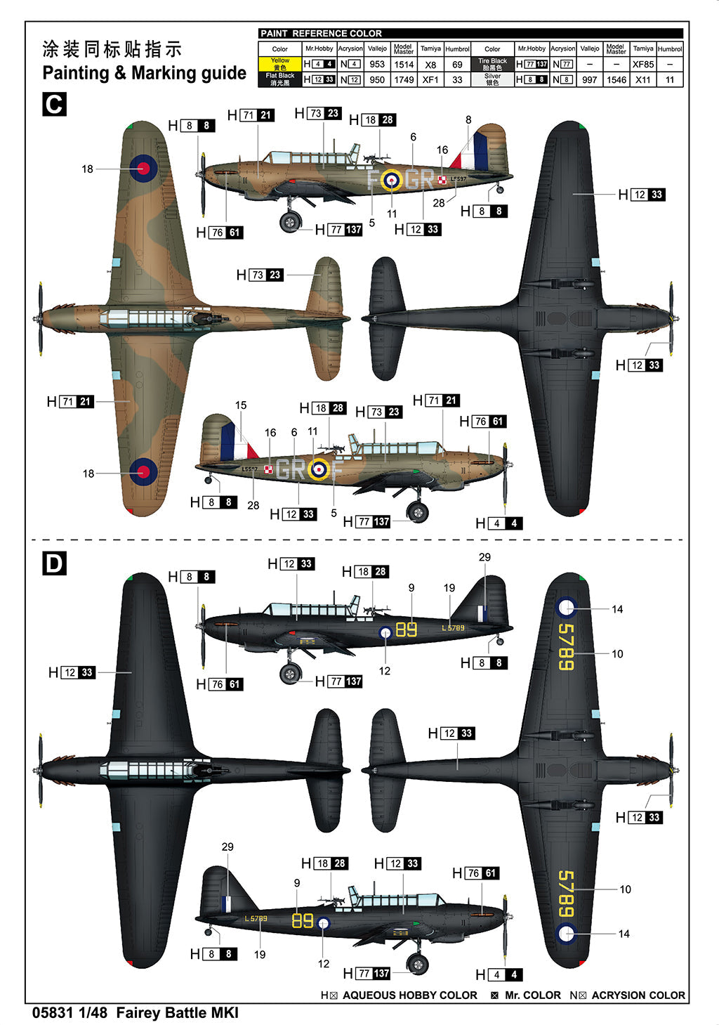 Trumpeter 1/48 Fairey Battle mk1 Plastic Model Kit Trumpeter
