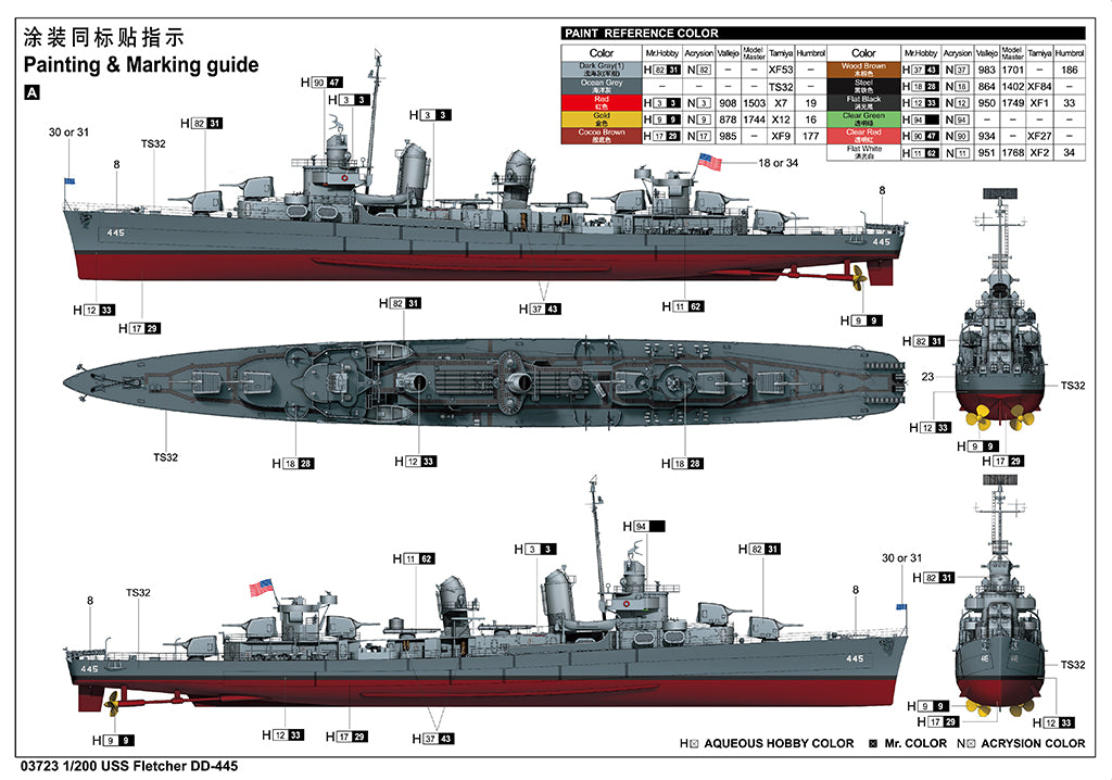 Trumpeter 1/200 USS Fletcher DD-445 Plastic Model Kit Trumpeter