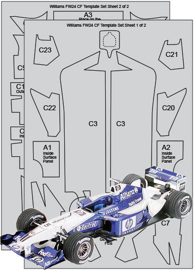 Scale Motorsport 1:20 Williams FW24 Formula 1 Carbon Fibre Template Set Scale Motorsport