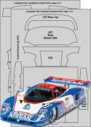 Scale Motorsport 1:24 Nissan R89C Carbon Fiber Template Set Scale Motorsport
