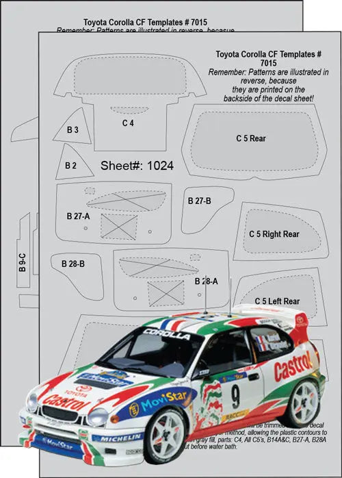 Scale Motorsport 1:24 Toyota Corolla WRC Carbon Fiber Template Set Scale Motorsport