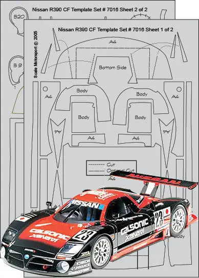 Scale Motorsport 1:24 Nissan R390 GT1 Carbon Fiber Template Set Scale Motorsport
