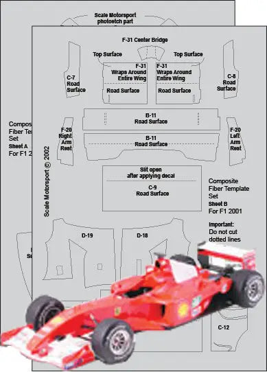 Scale Motorsport 1:20 F1 2001 Composite Fiber Template Set Scale Motorsport
