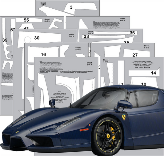 Scale Motorsport Enzo 1:12th Scale Pewter Metallic Twill Weave - Full Carbon Jacket 9 Sheet Set Scale Motorsport