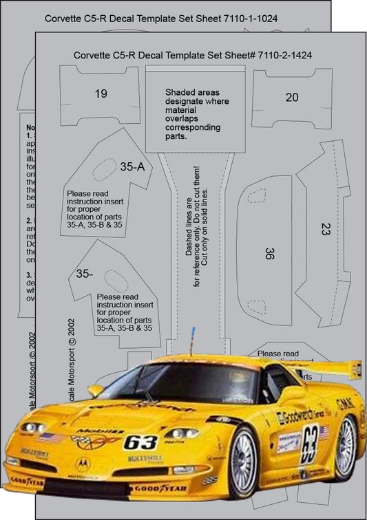 Scale Motorsport 1/24 Corvette C5R Composite Fiber Template Set Scale Motorsport