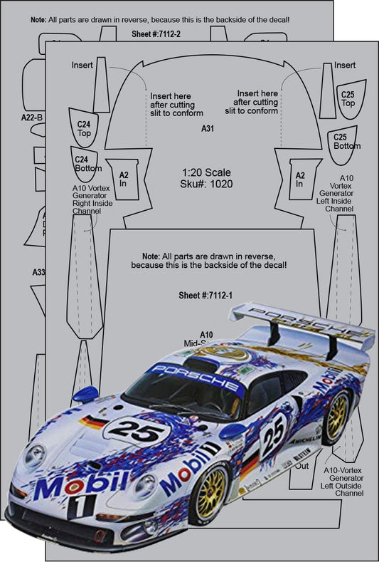 Scale Motorsport 1/24 Porsche 911 GT1 Carbon Fiber Template Set Scale Motorsport