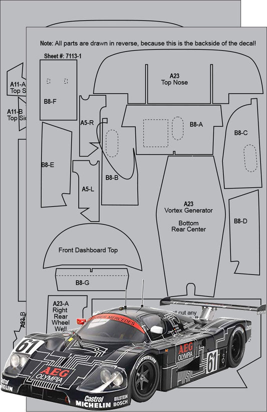 Scale Motorsport 1/24 Sauber Mercedes C9 Carbon Fiber Template Set Scale Motorsport
