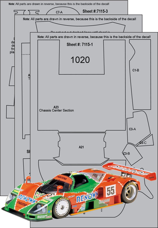 Scale Motorsport 1/24 Mazda 787B Renown Carbon Fiber Template Set Scale Motorsport