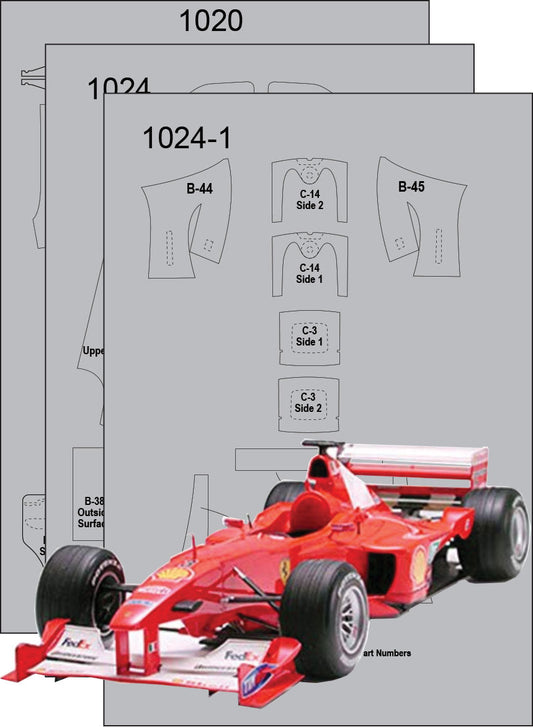 Scale Motorsport 1/20 Ferrari F1 2000 Composite Fiber Template Set Scale Motorsport