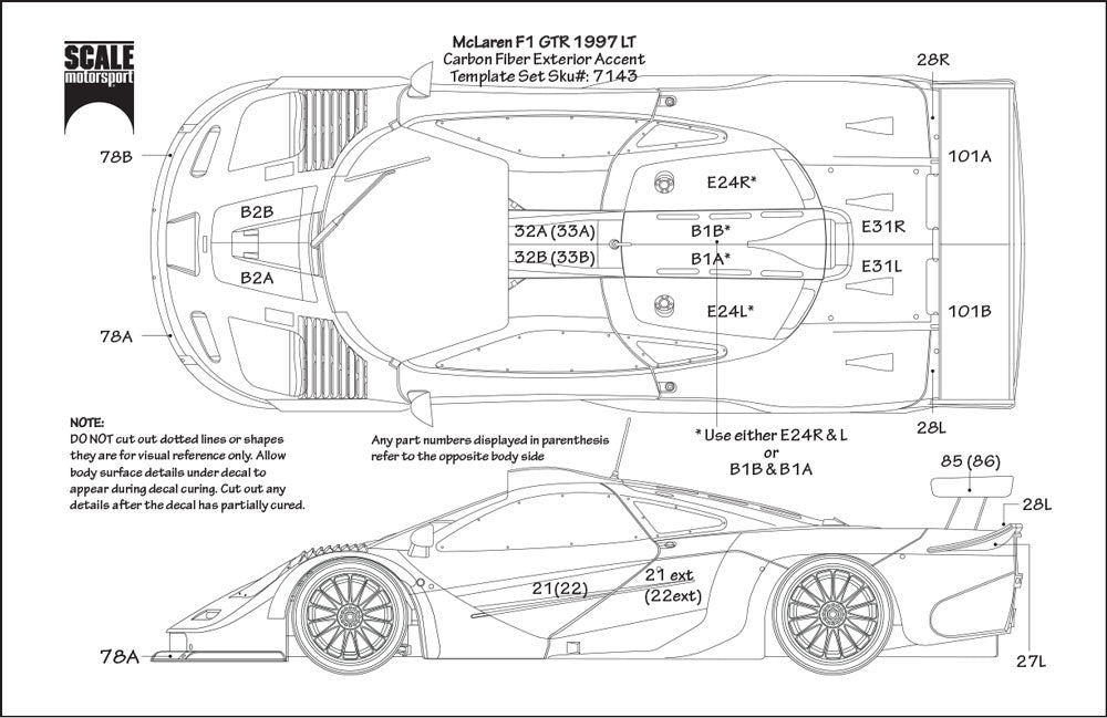 Scale Motorsport 1/24 McLaren F1 GTR 1997 LT Carbon Fibre Template Set Scale Motorsport