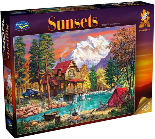 Holdson 1000 Piece Jigsaw Puzzle Sunsets Forest House Sunset Holdson